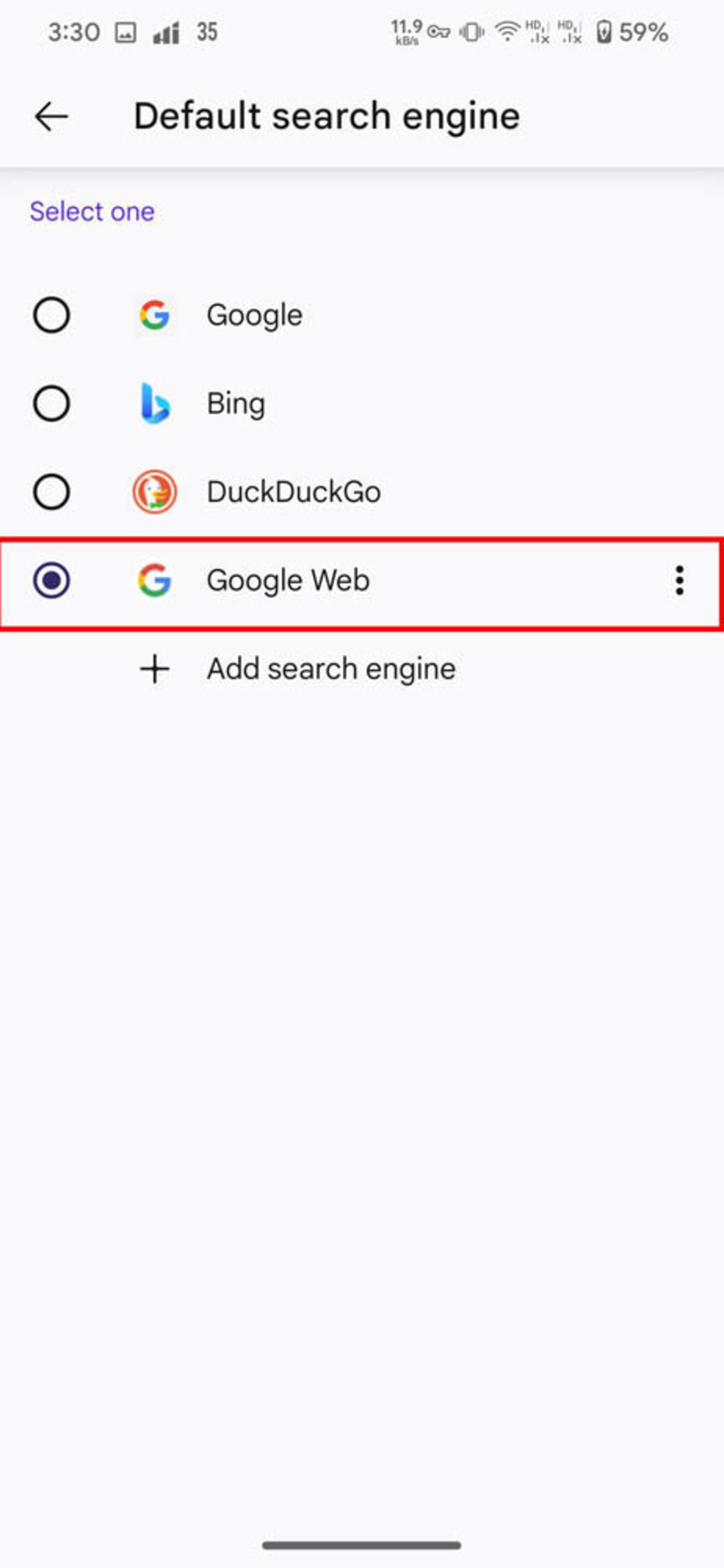انتخاب کردن Google Web به عنوان موتور جستوجوی پیشفرض در فایرفاکس موبایل